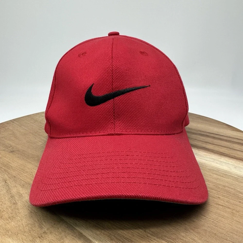 Vintage EUC Nike Hat Cap Snap Back Red Swoosh Logo Adjustable 90's 100% Cotton